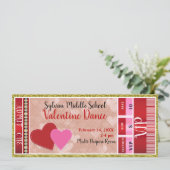 Valentine's Valentijnsfeest Admit One VIP-dans Kaart (Staand voorkant)