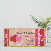 Valentine's Valentijnsfeest Admit One VIP Ticket Kaart (Staand voorkant)