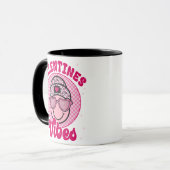 Valentines Vibes Gelukkig Gezicht Design • Roze Lu Mok (Voorkant links)