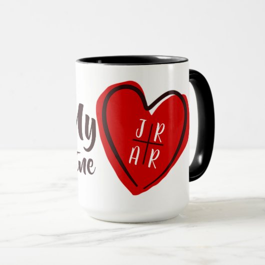 Valentine's Wees mijn Valentijn Hart Custom Wit Mok (Voorkant rechts)
