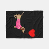 Valentines Weiner Daschund Doxie In Dog Dress  Fleece Deken (Voorkant (Horizontaal))