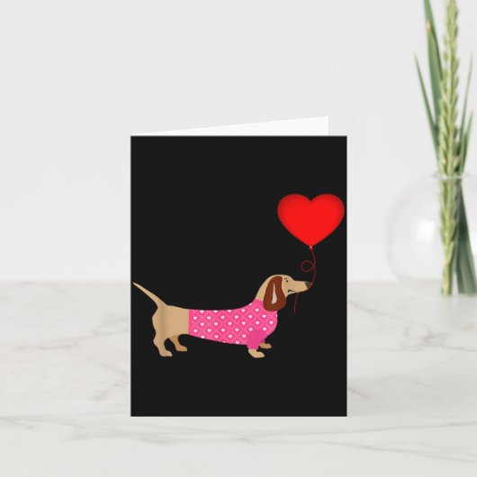 Valentines Weiner Daschund Doxie In Dog Dress  Kaart (Voorkant)