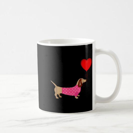 Valentines Weiner Daschund Doxie In Dog Dress  Koffiemok (Rechts)