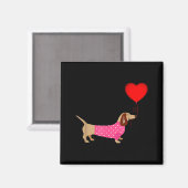 Valentines Weiner Daschund Doxie In Dog Dress Magneet (Voorkant / Achterkant)
