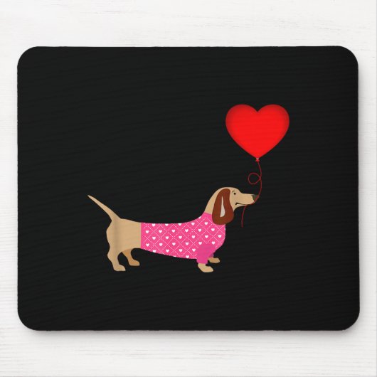 Valentines Weiner Daschund Doxie In Dog Dress  Muismat (Voorkant)