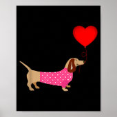 Valentines Weiner Daschund Doxie In Dog Dress  Poster (Voorkant)