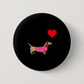 Valentines Weiner Daschund Doxie In Dog Dress  Ronde Button 5,7 Cm (Voorkant)