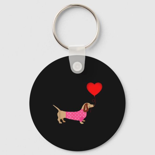 Valentines Weiner Daschund Doxie In Dog Dress  Sleutelhanger (Voorkant)