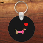 Valentines Weiner Daschund Doxie In Dog Dress  Sleutelhanger (Voorkant)