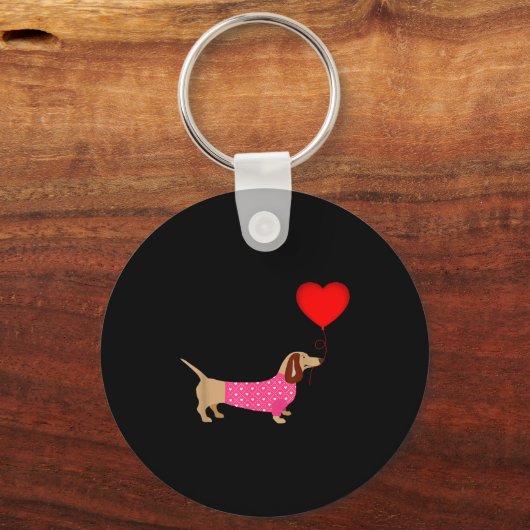 Valentines Weiner Daschund Doxie In Dog Dress  Sleutelhanger (Voorkant)