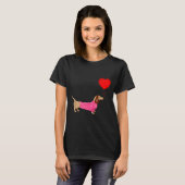 Valentines Weiner Daschund Doxie In Dog Dress  T-shirt (Voorkant volledig)