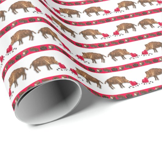 Valentine's Wild Boars Cadeaupapier (Rol Hoek)