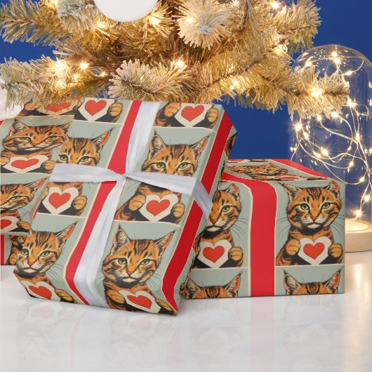 VALENTINESDAG LIEF TABBY KAT INP AKPAPIER CADEAUPAPIER (Feestdagen)