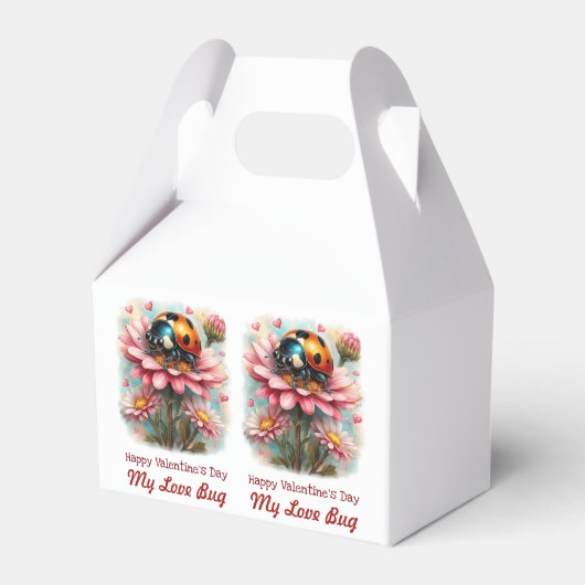 Valentinesliefdeskever op bloeiende roos bedankdoosjes (Voorkant Zijde)