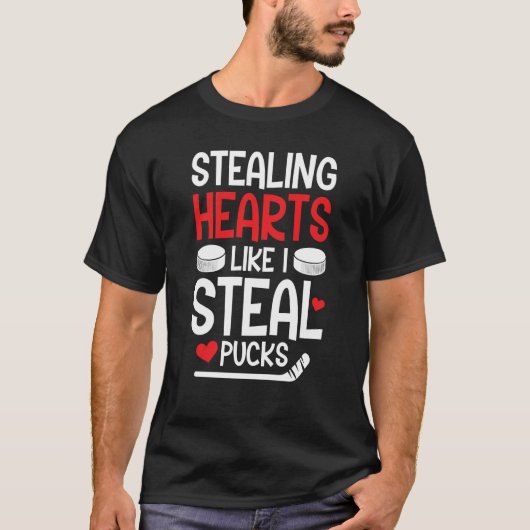 Valentineu2019s Day Hockey Stealing Hearts Like I T-shirt (Voorkant)