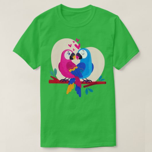 Valentinex27s Day Parrot Couple T-shirt (Design voorkant)