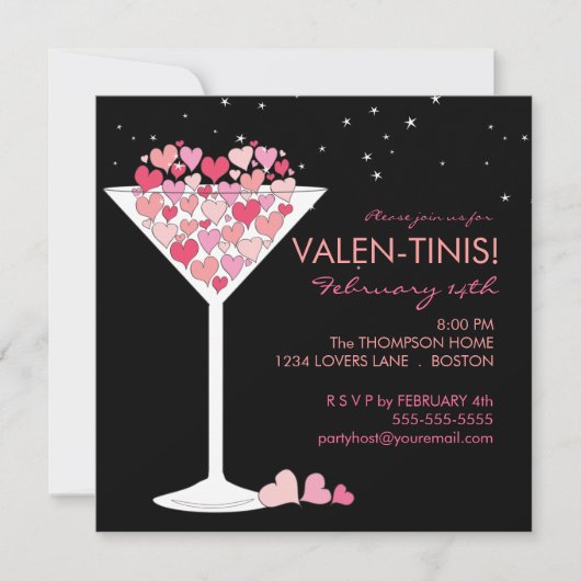 Valentini Martini Valentijnsdag Party Invitation Kaart (Voorkant)