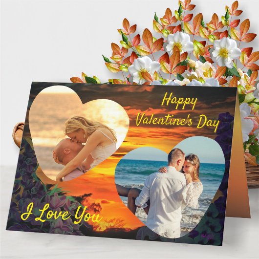 Valentin's Day Hearts Sunset 2584 Kaart