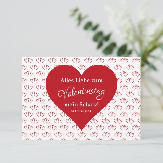 Valentinskarte: zwei rote Herzen - (Staand voorkant)