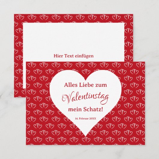 Valentinskarte: Zwei verbundene Herzen - (Voorkant / Achterkant)