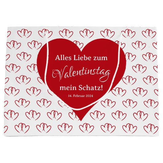 Valentinstag, zwei rote Herzen -  Groot Cadeauzakje (Voorkant)