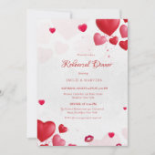 Valentne pink and red heart Rehearsal Dinner Kaart (Voorkant)