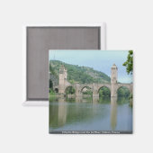 Valentre Bridge over de Lot, Cahors, Frankrijk Magneet (Voorkant / Achterkant)