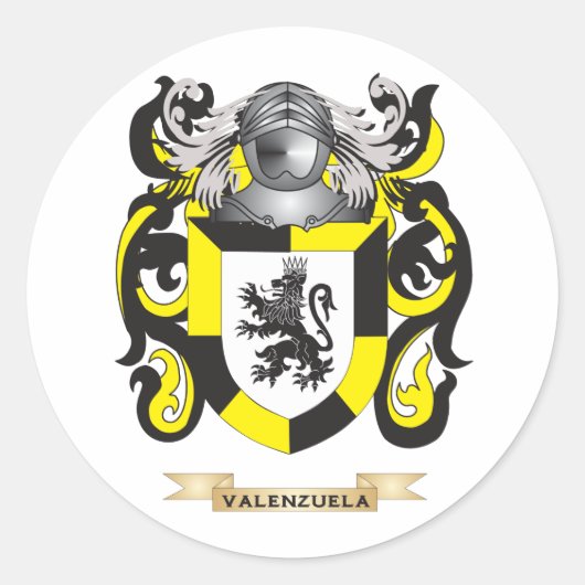 Valenzuela Family Crest (wapen) Ronde Sticker (Voorkant)