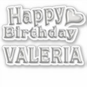 Valeria Happy Birthday silver Aufkleber Sticker (Voorkant)