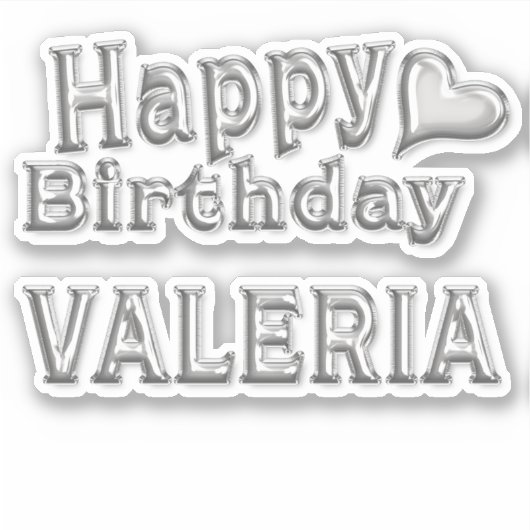 Valeria Happy Birthday silver Aufkleber Sticker (Voorkant)