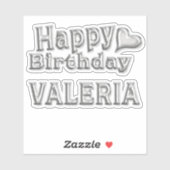 Valeria Happy Birthday silver Aufkleber Sticker (Vel)