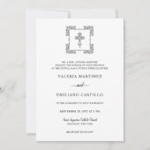 Valeria Modern Black Script Weddenschap met RSVP Kaart (Voorkant)