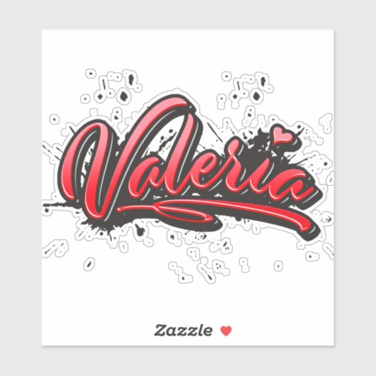 Valeria red Heart Graffiti Aufkleber Sticker (Vel)