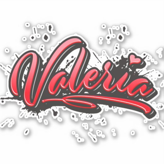 Valeria red Heart Graffiti Aufkleber Sticker (Voorkant)