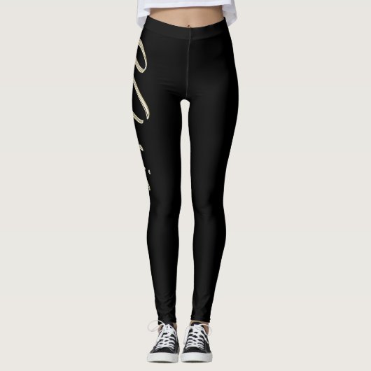 Valeria white gold Handwriting Hose Leggings (Voorkant)