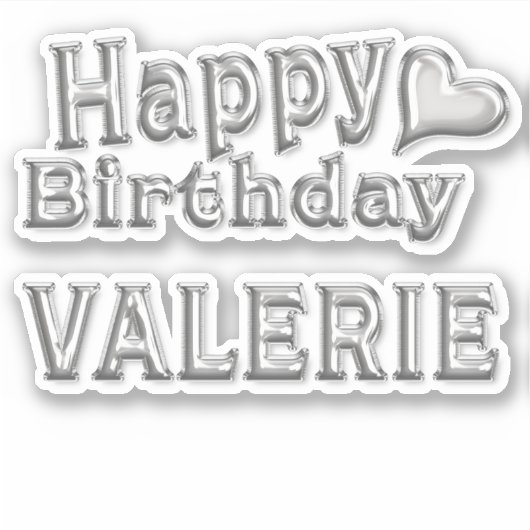 Valerie Happy Birthday silver Aufkleber Sticker (Voorkant)