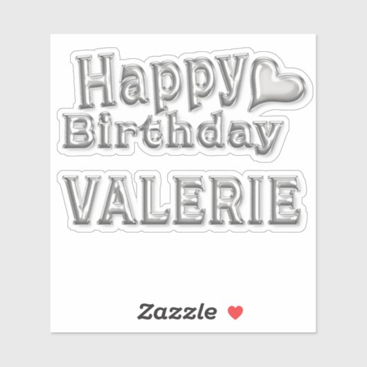 Valerie Happy Birthday silver Aufkleber Sticker (Vel)