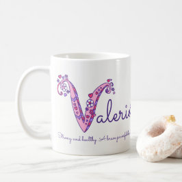 Valerie-naam: decoratieve V-monogram-mok Koffiemok