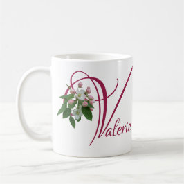  Valerie naam monogram roze bloemig C Koffiemok