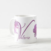  Valerie naam roze bloemenboho fun Koffiemok (Voorkant links)