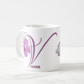  Valerie naam  roze roos bloemen Koffiemok (Voorkant links)