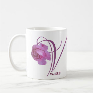  Valerie naam  roze roos bloemen Koffiemok