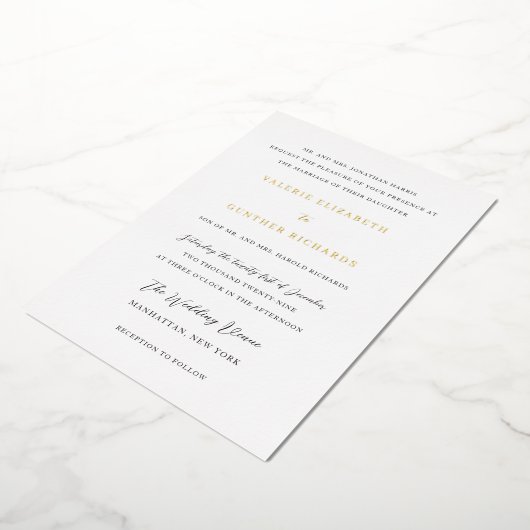 Valerie Traditionele bruiloft Folie Uitnodiging (Gedraaid)