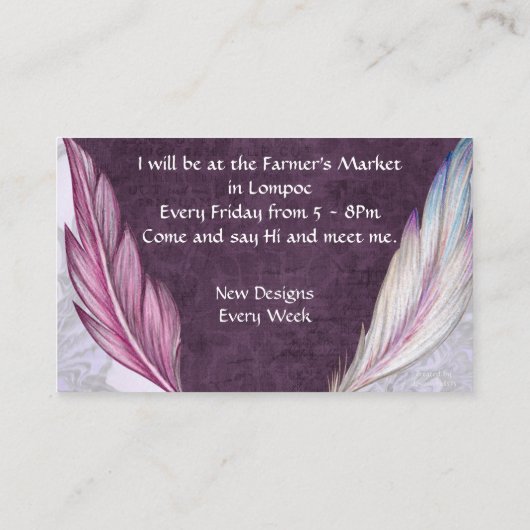 Valerie's Feather Wings Visitekaartje (Achterkant)