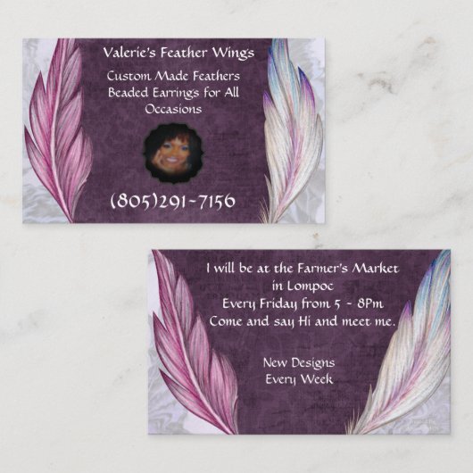 Valerie's Feather Wings Visitekaartje (Voorkant / Achterkant)
