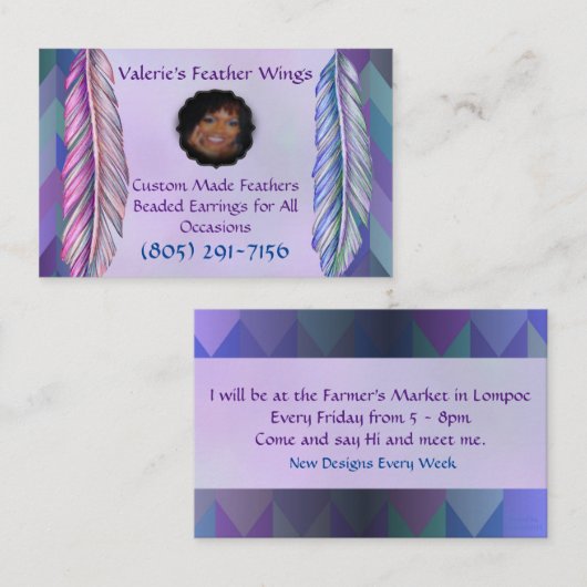Valerie's Feather Wings Visitekaartje (Voorkant / Achterkant)