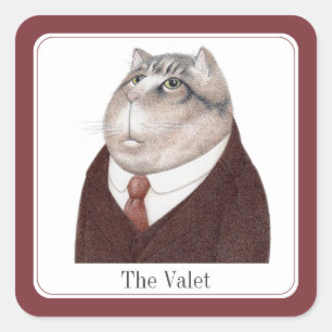 VALET CAT Kleine vierkante Stickers + Tekst