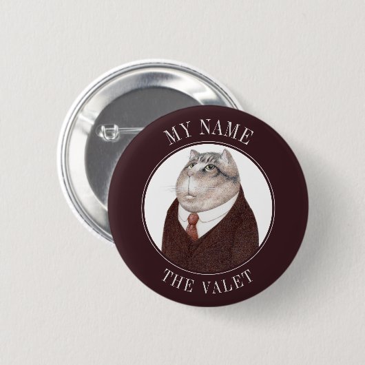 VALET CAT Naam Tag Badge Pin Button III (Voorkant /achterkant)