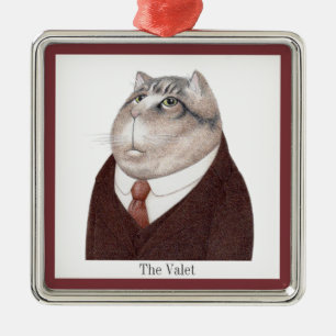 VALET CAT Premium Vierkant Ornament + Tekst