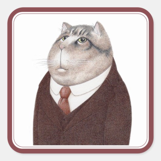 VALET CAT Stickers op grote vierkant (Voorkant)